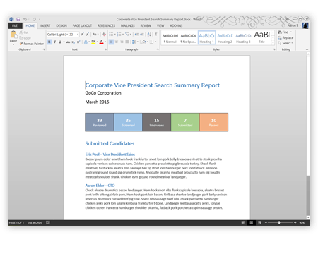 Custom Microsoft Word reports