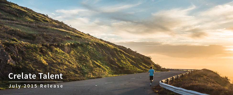 In July 2015, a man walks down a road with the words "create talent".