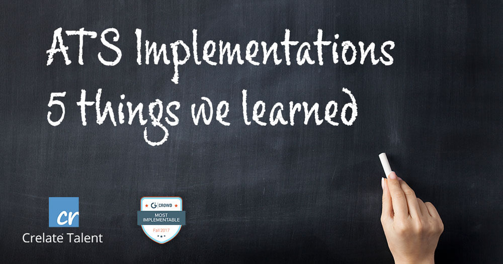 Chalk board Titled ATS Implementations 4 things we learned
