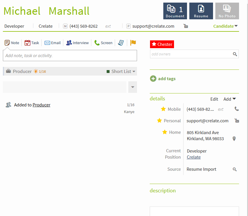 detailed candidate profile