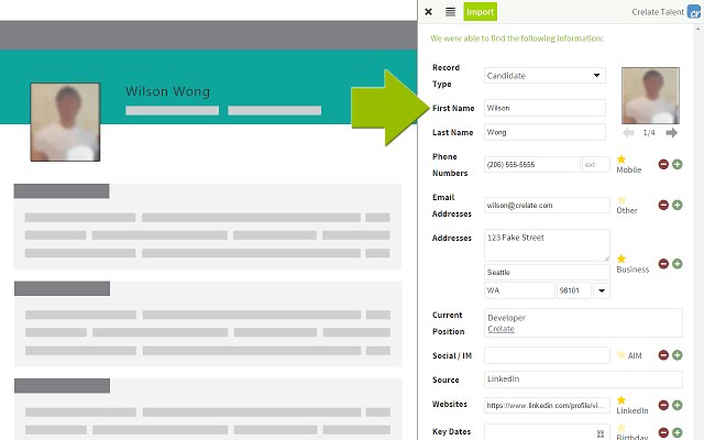 Crelate ATS Chrome Extension Feature
