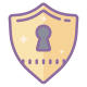 Yellow shield icon with keyhole cutout