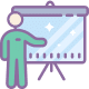 Person presenting slideshow icon