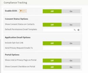 Crelate API Compliance Tracking for EEOC and GDPR Feature Interface