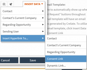 Crelate API GDPR Insert Consent Link Hyperlink to Email Templates Feature