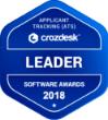 A Crelate Press badge awarded for leadership in software 2018.