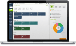 A laptop screen displaying the dashboard of an executive search software.