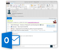 A screenshot of the Microsoft Outlook email app showcasing its executive search software capabilities.