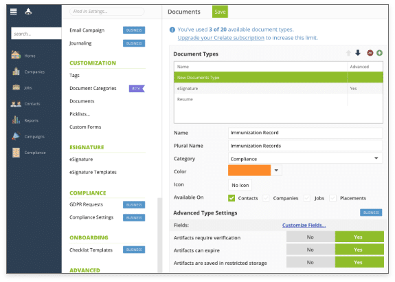 A screenshot of a healthcare staffing platform displaying various options.