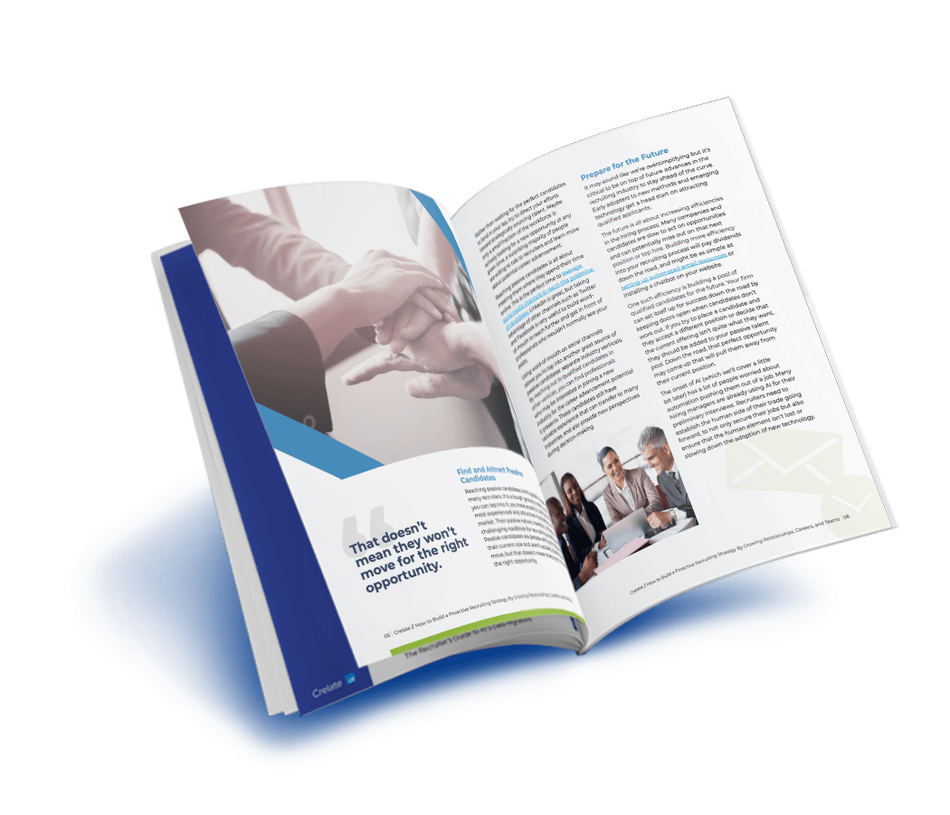 A visually appealing business book on building a proactive recruiting strategy, featuring an image of a couple holding hands.