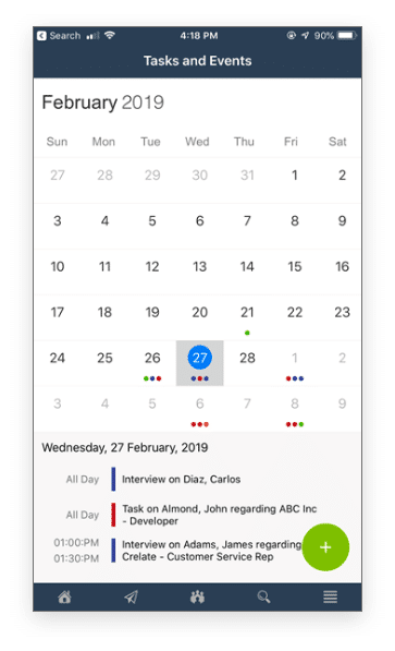 The calendar app on an iPad for candidate sourcing.