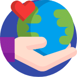 hand holding earth with heart