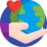 hand holding earth with heart