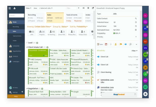 A screen shot of a computer screen displaying a healthcare staffing platform.