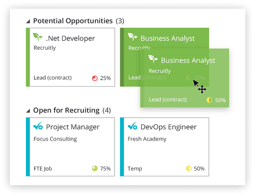 potential opportunities drag drop A screenshot of the talent management dashboard.