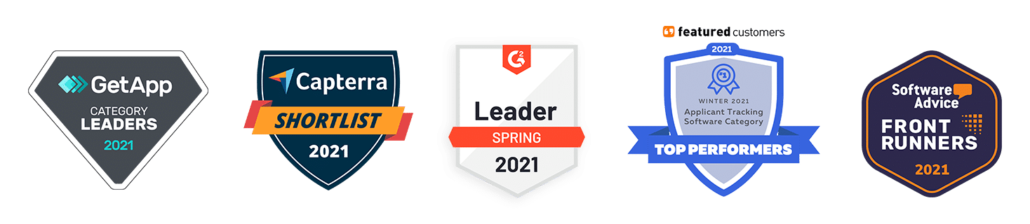 Crelate_Award_Badges-2021 A collection of talent management badges with various titles.