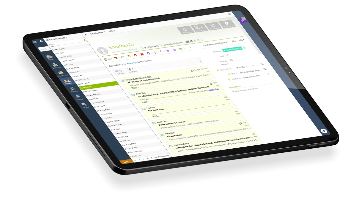 A talent management tablet with a calendar feature.