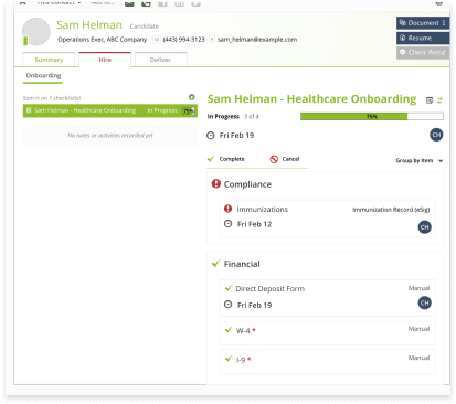 A screen shot of the healthcare outsourcing dashboard.