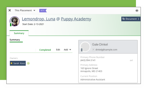 A screenshot displaying the product roadmap of a puppy academy account.