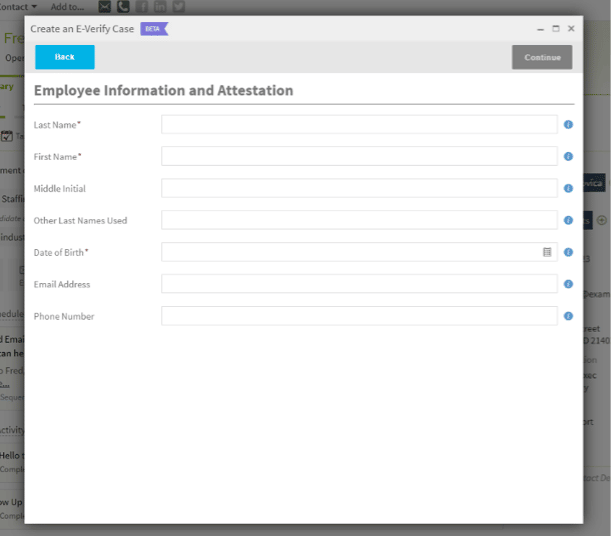 e-verify employee information screen