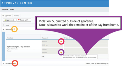 warning on timesheet