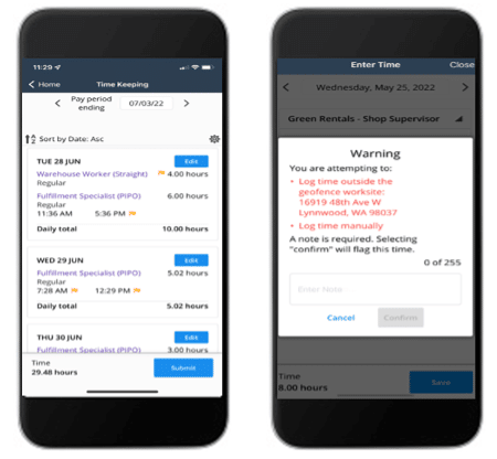 geofencing on timesheet