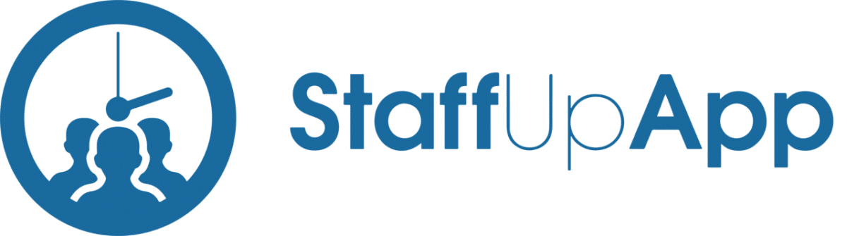 Staffupapp logo on a black background featuring recruiting integrations.