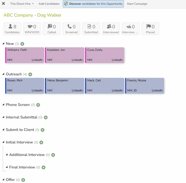 Workflow view Crelate Discover Agent