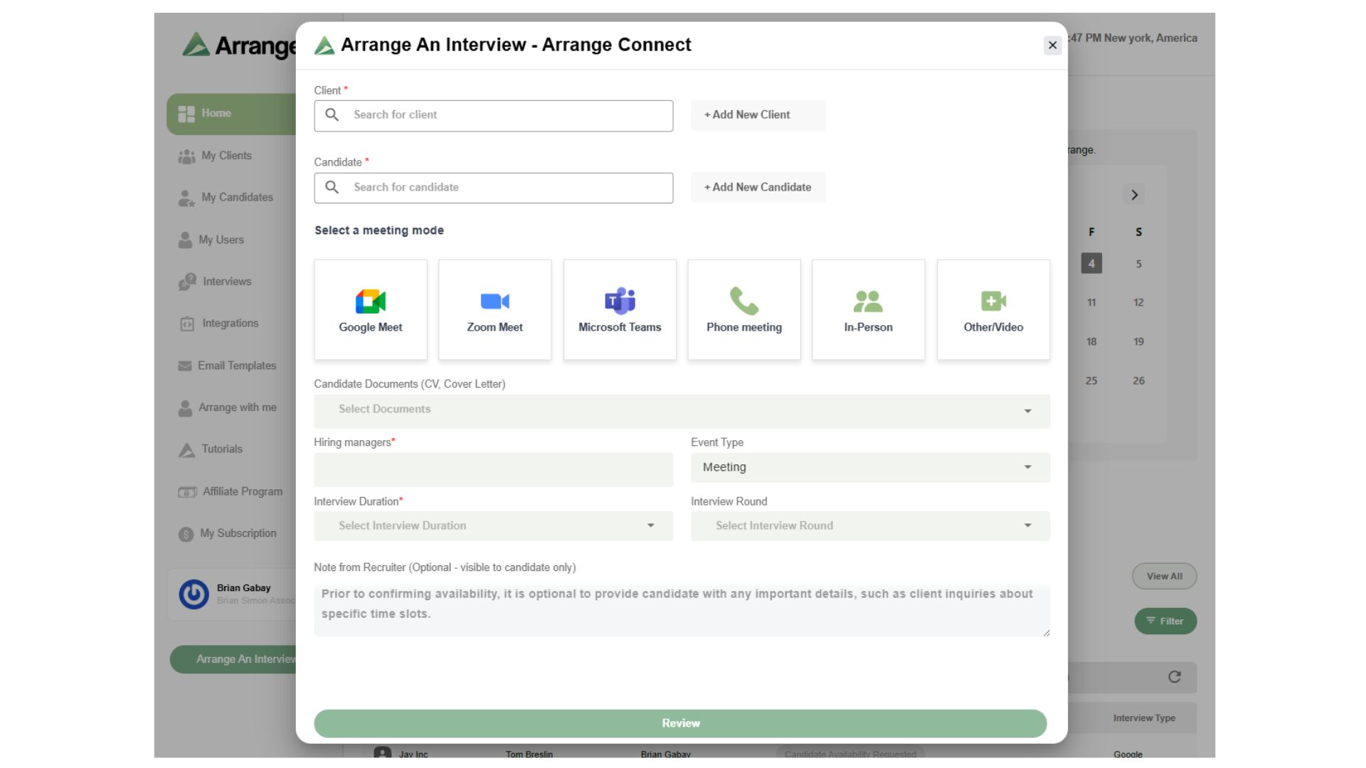 Arrange Connect Arrange Connect Crelate Integrations - Arrange