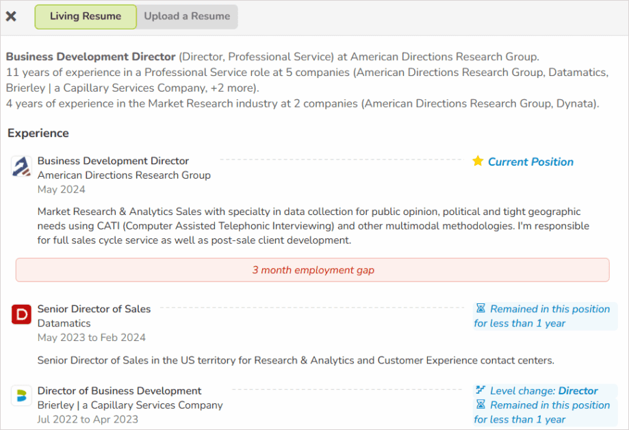 Living Resume Crelate Insights Agent