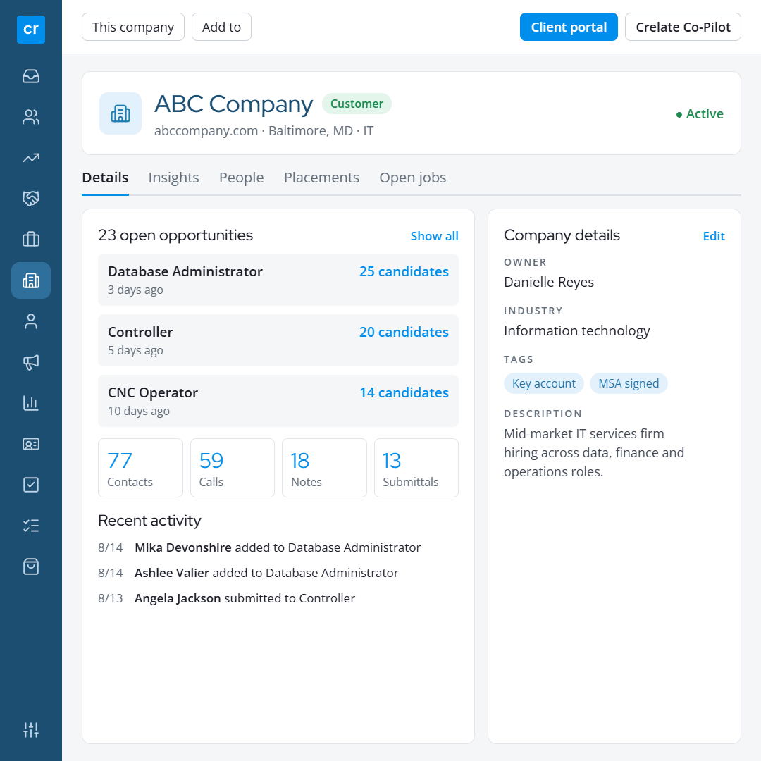02 company record 1 Recruiting Software Professional And Legal