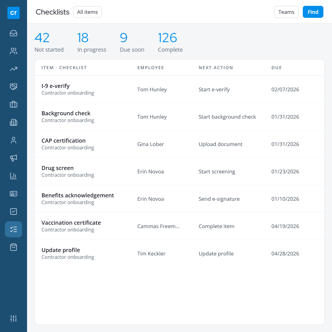 27 checklists 1 Recruiting Software Healthcare
