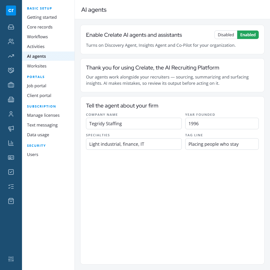 30 ai agents settings 1 Recruiting Software