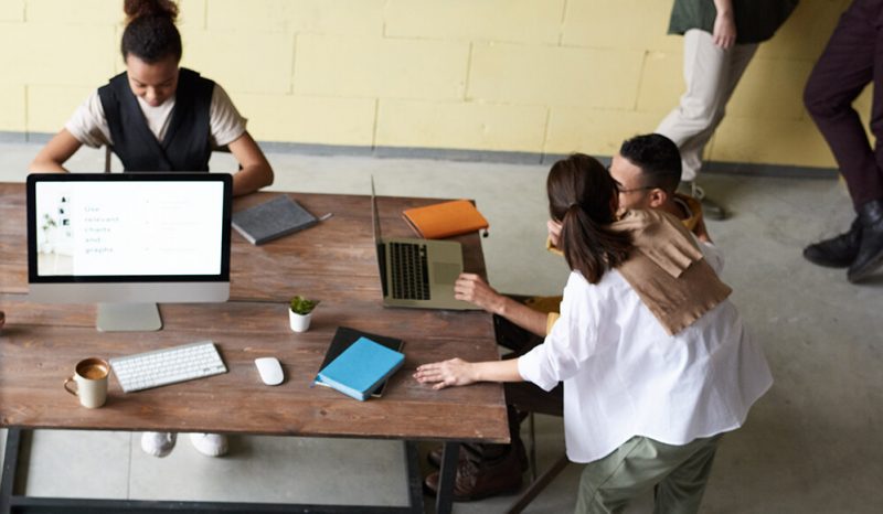 Group of people in common workspace